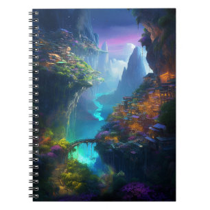 Fantasy Landschaft farbenfroh surreal Notizblock