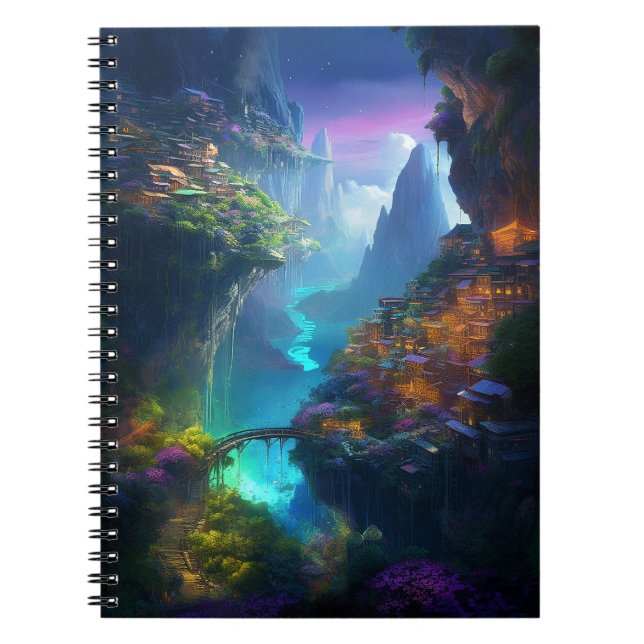 Fantasy Landschaft farbenfroh surreal Notizblock (Vorderseite)