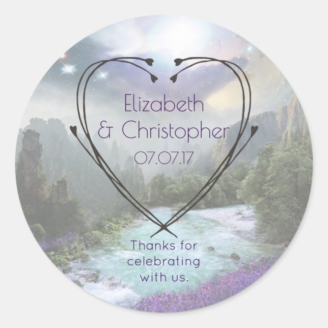 Fantasy Landschaftlich Nature Landscape Hochzeit V Runder Aufkleber (Vorderseite)