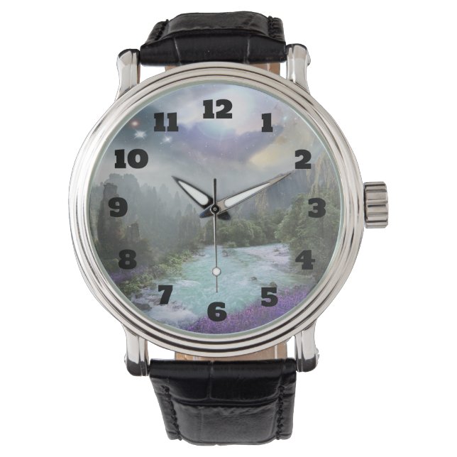 Fantasy Landschaftlich Nature Landschaft Armbanduhr (Vorderseite)