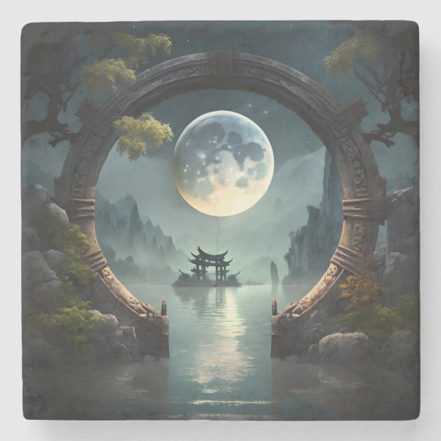Fantasy Landsmond, Round Arch Stone Untersetzer (Vorderseite)