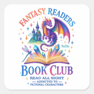 Fantasy Leser Book Club... Quadratischer Aufkleber