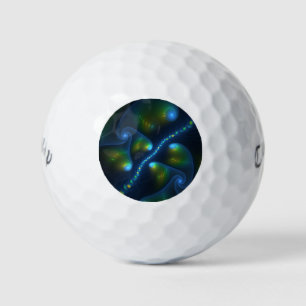 Fantasy-Lichter Abstrakte Blaugrün-Gelbe Fraktal Golfball