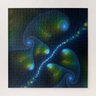 Fantasy Lights Abstrakt Blue Green Yellow Fraktal