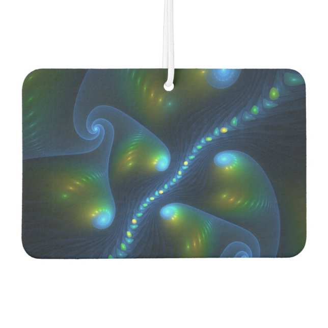 Fantasy Lights Abstrakt Blue Green Yellow Fraktal Autolufterfrischer (Vorderseite)