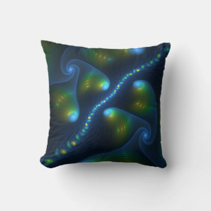 Fantasy Lights Abstrakt Blue Green Yellow Fraktal Kissen