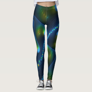 Fantasy Lights Abstrakt Blue Green Yellow Fraktal Leggings