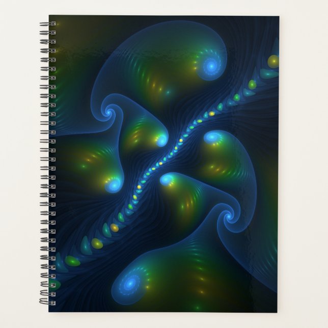 Fantasy Lights Abstrakt Blue Green Yellow Fraktal Planer (Vorderseite)