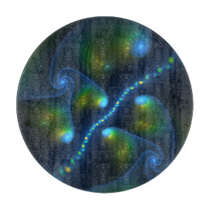 Fantasy Lights Abstrakt Blue Green Yellow Fraktal Schneidebrett