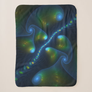 Fantasy Lights Abstrakt Blue Green Yellow Fraktal Sherpadecke