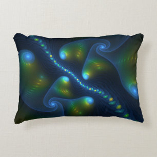 Fantasy Lights Abstrakt Blue Green Yellow Fraktal Zierkissen