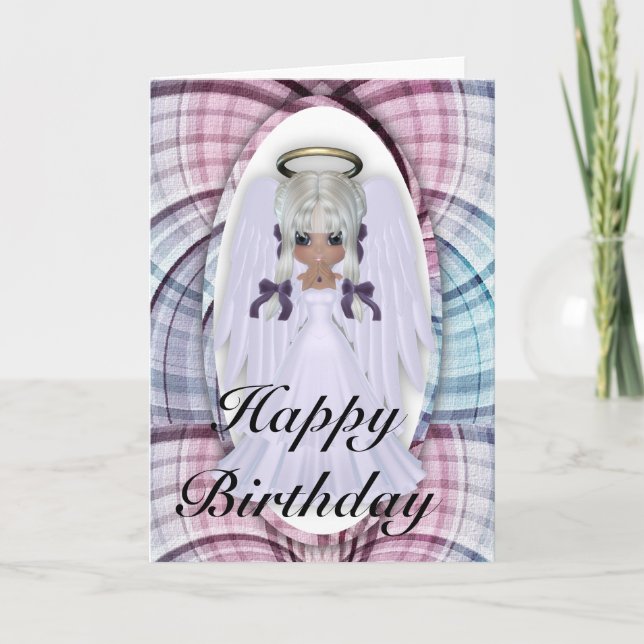 Fantasy Little Angel Happy Birthday Grußkarte Karte (Vorderseite)
