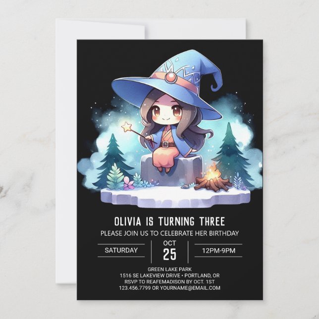 Fantasy Little Wizard Geburtstag Einladung (Vorderseite)