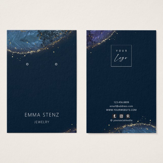 Fantasy Lux Blue Gold Earring Display Cards (Vorne & Hinten)