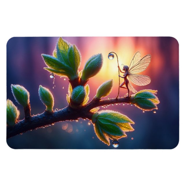Fantasy macro photography of tiny forest sprite magnet (Horizontal)