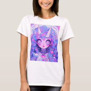 Fantasy-Magisches-Einhorn-Kreatur-Anime-Mädchen T-Shirt