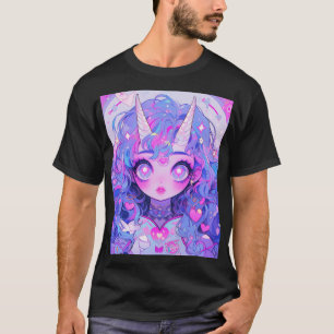 Fantasy-Magisches-Einhorn-Kreatur-Anime-Mädchen T-Shirt