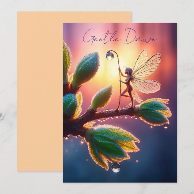 Fantasy-Makrofotografie eines winzigen Wald-Elfs Save The Date (Vorne/Hinten)