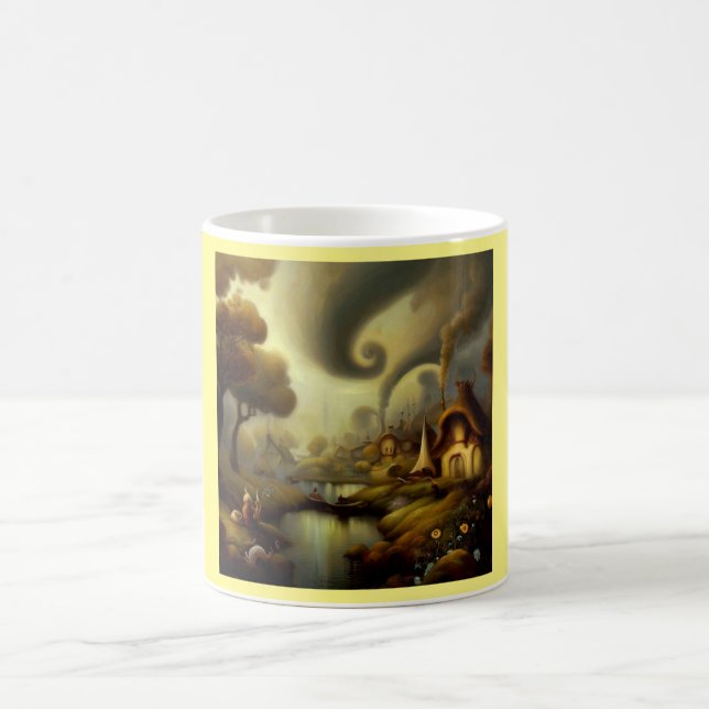 Fantasy Malerei 5 - Dorflandschaft Kaffeetasse (Mittel)