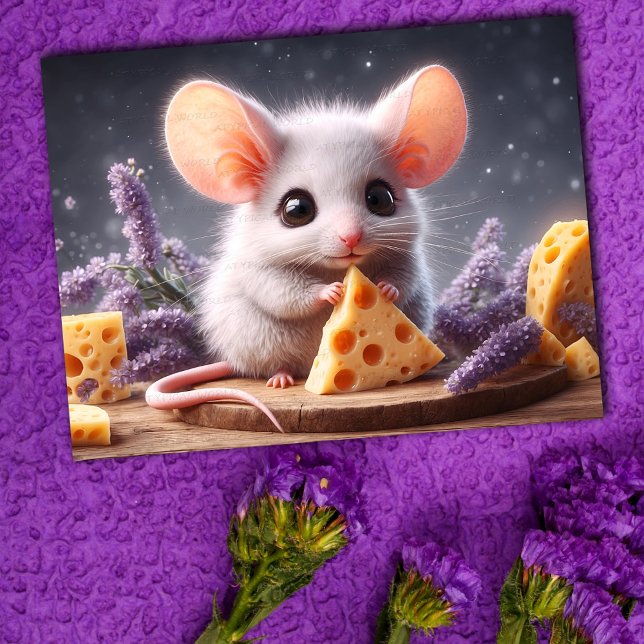 Fantasy Maus Käse niedliche Blume Wildlife Kunst Postkarte (Von Creator hochgeladen)