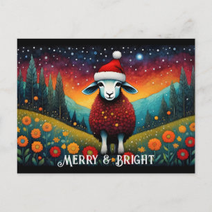 Fantasy Meadow Niedlich Baby Sheep Weihnachtsfeier Postkarte