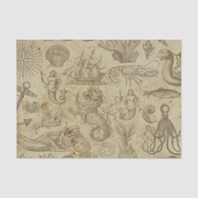 Fantasy Meerjungfrau Dragon Decoupage Seidenpapier (Vorderseite)