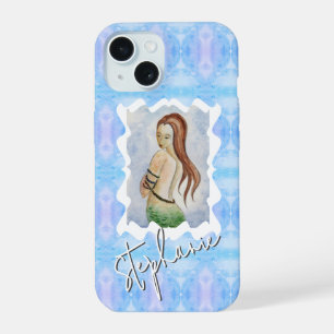 Fantasy Meerjungfrau Wasserfarbe Custom iPhone 15 Hülle