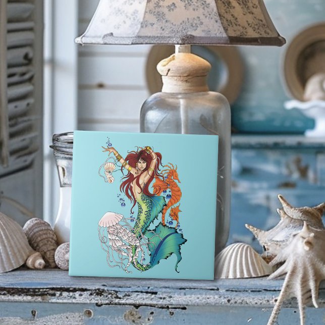 Fantasy Mermaid Aquamarin Tile Fliese (Von Creator hochgeladen)