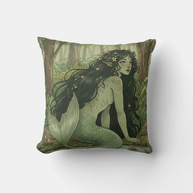 Fantasy Mermaid Forest Mavka Pillow Kissen (Vorderseite)