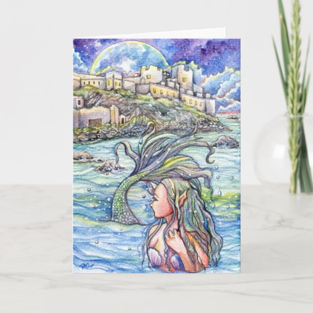 Fantasy Mermaid Kunst Karte (Vorderseite)