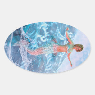 Fantasy Mermaid Ovaler Aufkleber