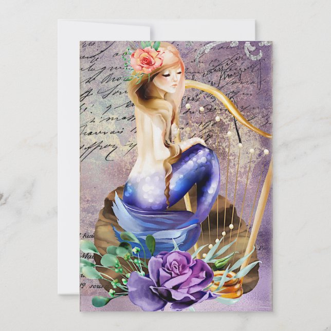 Fantasy Mermaid Quinceañera Einladung (Rückseite)