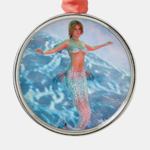 Fantasy Mermaid Silbernes Ornament