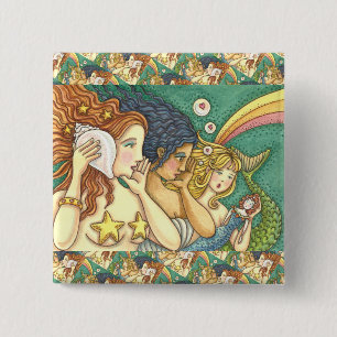 FANTASY MERMAID SISTERHOOD SHARING SECRET WISDOMS BUTTON