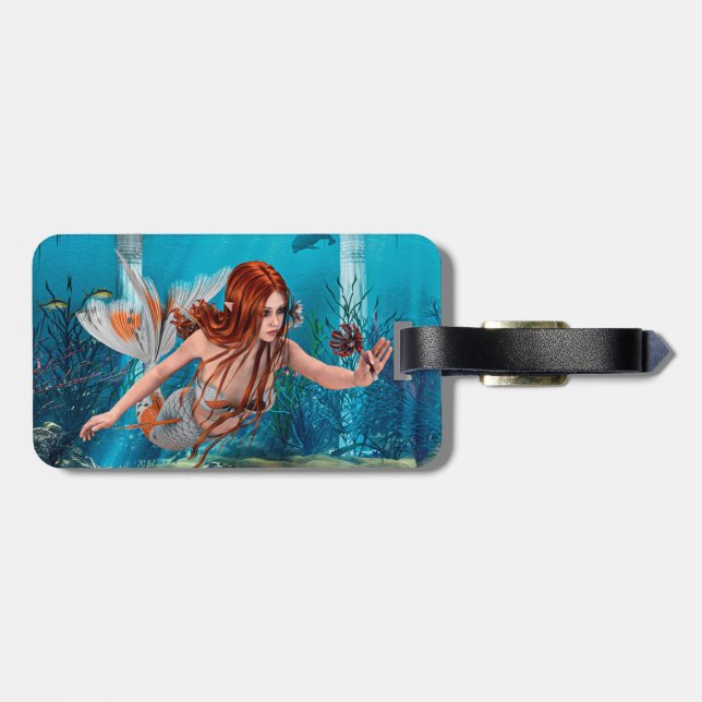 Fantasy Mermaid und Sea Lily Gepäckanhänger (Rückseite horizontal)