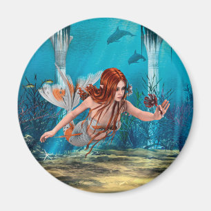 Fantasy Mermaid und Sea Lily Magnet
