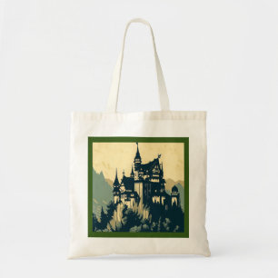 Fantasy Mittelalterliche Burg - Holzschnitt 1 Tragetasche