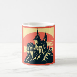 Fantasy Mittelalterliche Burg - Holzschnitt 4 Kaffeetasse