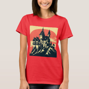 Fantasy Mittelalterliche Burg - Holzschnitt 4 T-Shirt