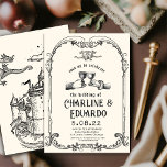 Fantasy Mittelalterliche Gravur Kunst Hochzeit Ein Einladung<br><div class="desc">Retro Mittelalterliche Grabungskunst Hochzeit</div>
