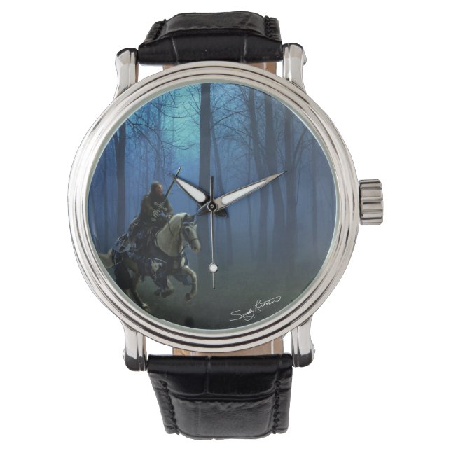 Fantasy Mittelalterlicher Ritter auf dem Horse Armbanduhr (Vorderseite)
