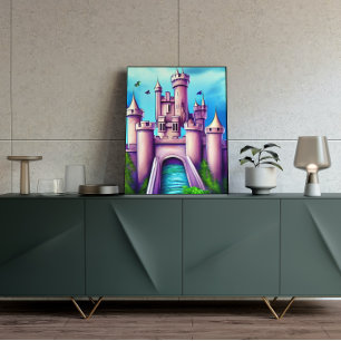 Fantasy Mittelalterliches Schloss Malerei Poster