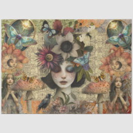 Fantasy-Mixed-Media-Garten-Collage-Decoupage Seidenpapier