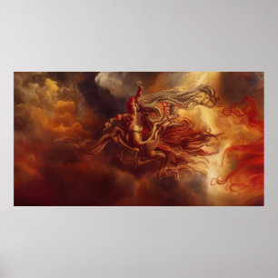 Fantasy moderne Kunst Gold roten wirl der Wolken Poster