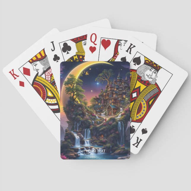Fantasy Moon Waterfall Forest Spielkarten (Rückseite)