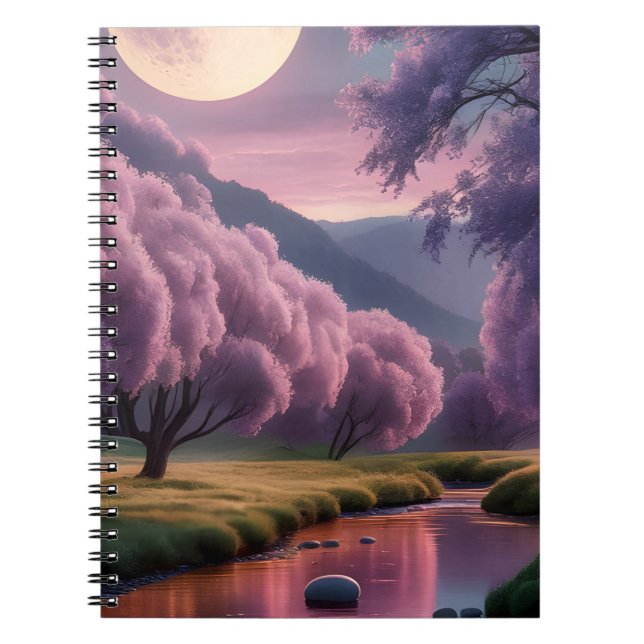 Fantasy Moonlit River Dreamscape Illustration Notizblock (Vorderseite)