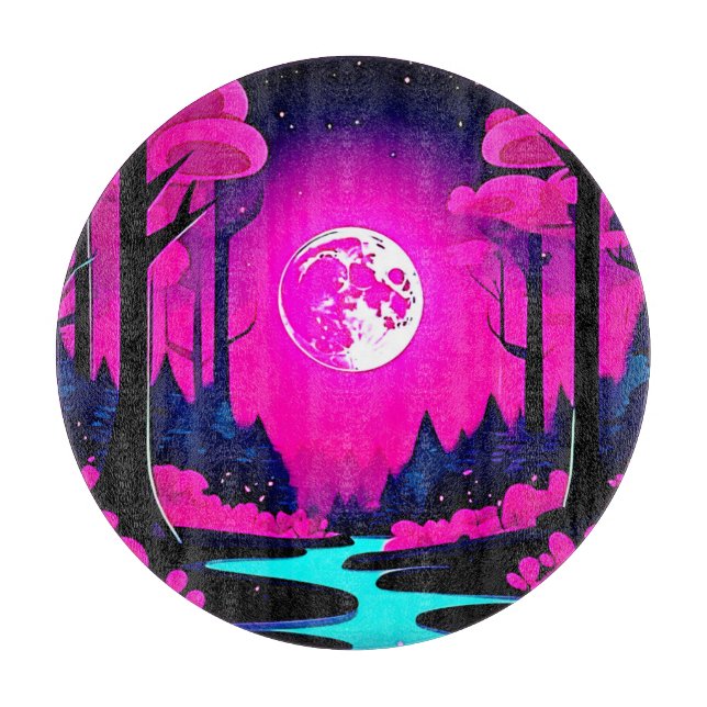 Fantasy Moonlit Woods Art Schneidebrett (Vorderseite)