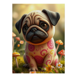 Fantasy Mops Welpe Art Poster