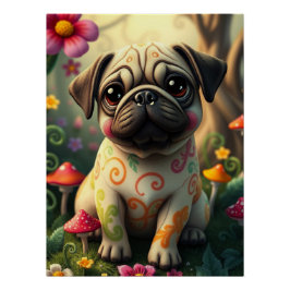 Fantasy Mops Welpe Art Poster