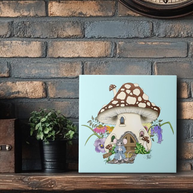 Fantasy Mouse Mushroom House Floral Fliese (Von Creator hochgeladen)